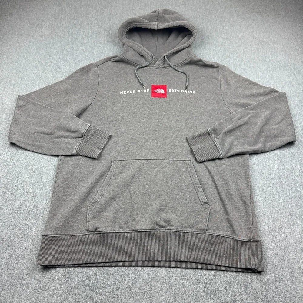 The North Face Hoodie Mens XL Gray Never Stop Exploring Pullover Sweatshirt